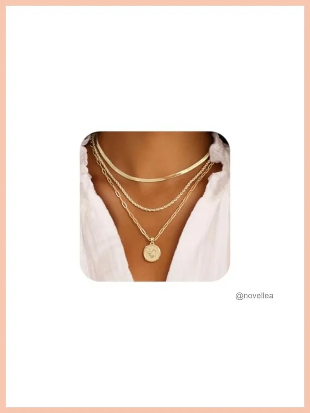 14K Gold Plated Layered Necklace Set Stackable Pendant Chain